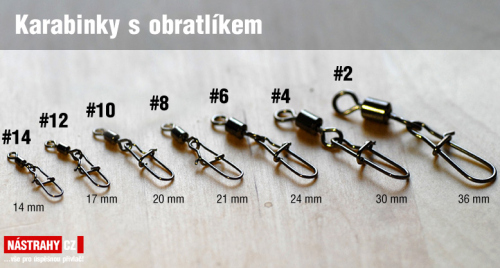 Karabinka s obratlíkem DELPHIN 10 ks - vel. 12 - 5kg, 10 ks