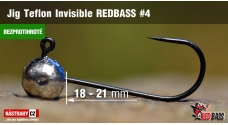 Bezprotihrotá jigová hlavička Teflon Invisible REDBASS # 4, 5 ks