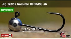 Bezprotihrotá jigová hlavička Teflon Invisible REDBASS # 6, 5 ks
