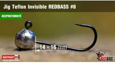 Bezprotihrotá jigová hlavička Teflon Invisible REDBASS # 8, 5 ks