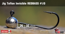 Jigová hlavička Teflon Invisible REDBASS #1/0, 26 - 32 mm
