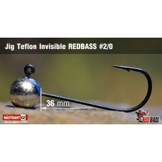 Jigová hlavička Teflon Invisible REDBASS #2/0, 36 mm