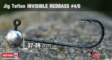Jigová hlavička Teflon Invisible REDBASS #4/0, 39 mm