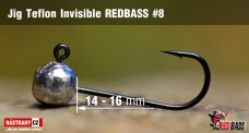 Jigová hlavička Teflon Invisible REDBASS #8, 16 mm