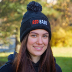 Zimní pletená čepice s bambulí REDBASS s nášivkou
