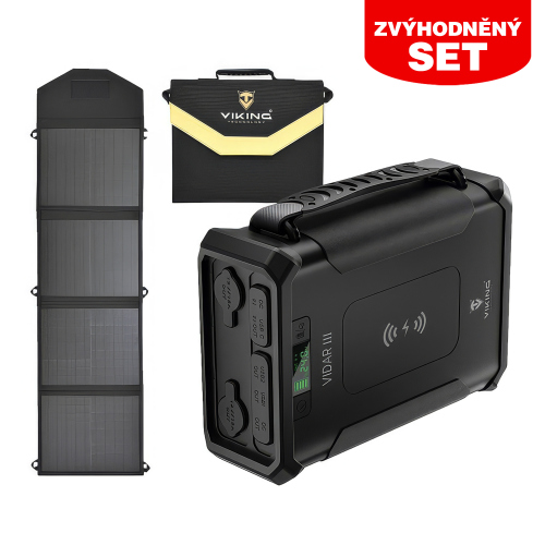 Set powerbanka Viking VIDAR III 96 000 Ah a solární panel Viking L 60W - Viking VIDAR III 96 000 Ah ...