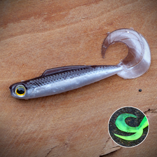 Twister REDBASS KIXTER XS - 45 mm - BROWN/SILVER - UV COLOR