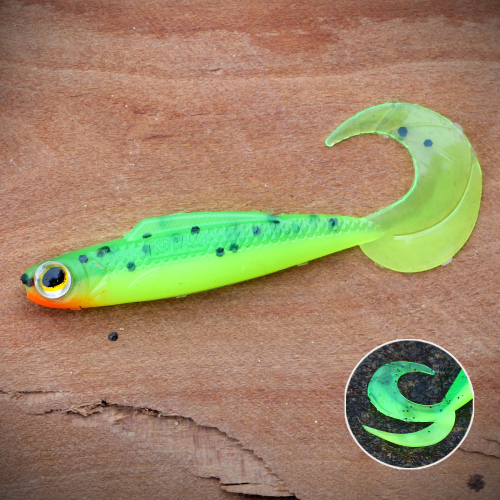 Twister REDBASS KIXTER XS - 45 mm - FLUO GREEN RH - UV COLOR