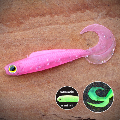 Twister REDBASS KIXTER XS - 45 mm - PINK G GLOW - UV COLOR