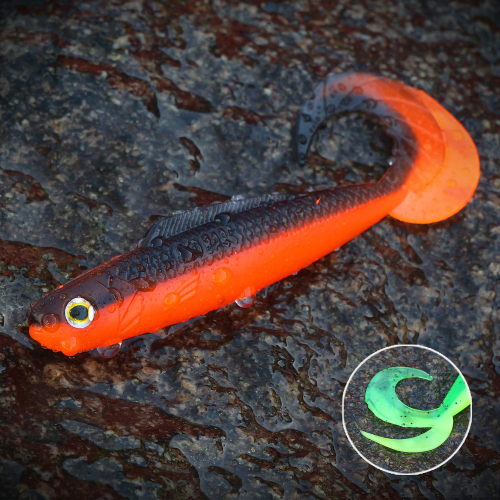 Twister REDBASS KIXTER L - 100 mm - BLACK/SIGNAL ORANGE - UV COLOR
