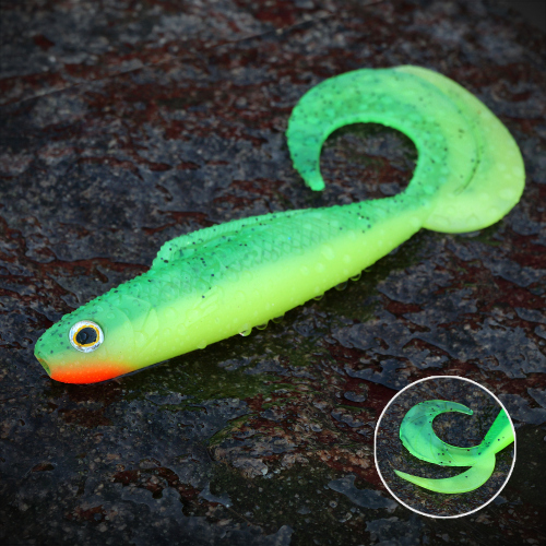 Twister REDBASS KIXTER XXL - 200 mm - FLUO GREEN RH - UV COLOR