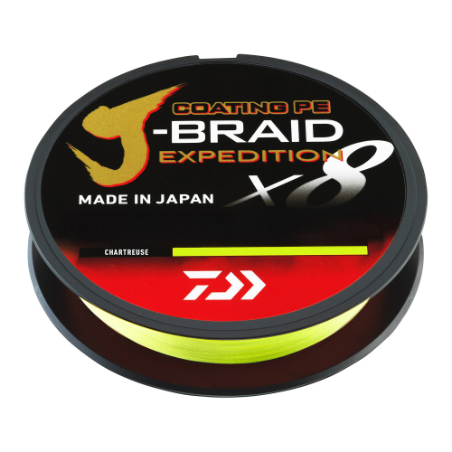 DAIWA splétaná šňůra J-BRAID Expedition X8 150 m - Chartreuse - 0,06 mm, 5,2 kg, 150 m